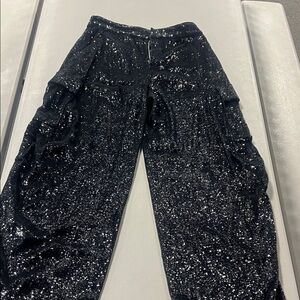 A.L.C. Glittering Black Sequin Trousers